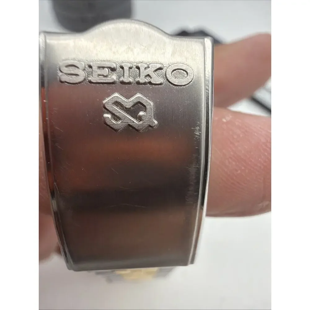 Seiko SQ President Watch Men 36mm Gold Dial Two Tone Date University Of Dayton